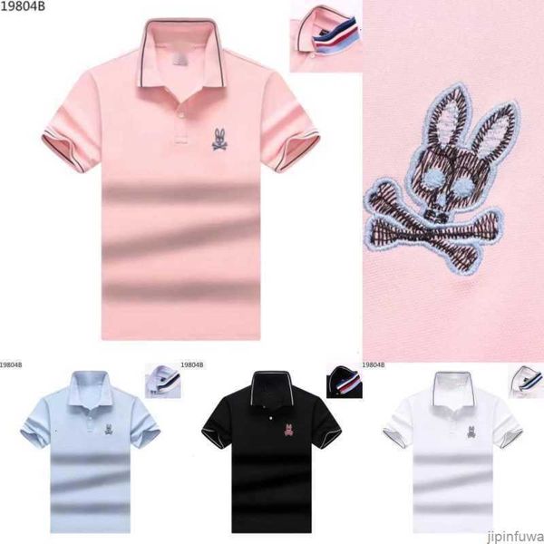 

2023 summer new product psychos bunnys skull rabbit embroidered polo shirt rib lapel casual fashion trendy men zb7k, White;black
