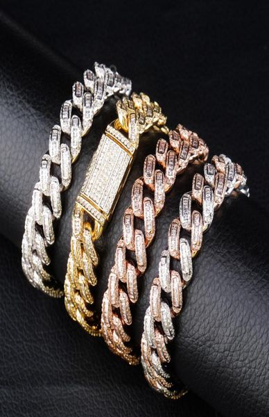 

14mm hip hop miami curb cuban link chain bracelets personality can open lock men bling rapper bracelet1477385, Silver