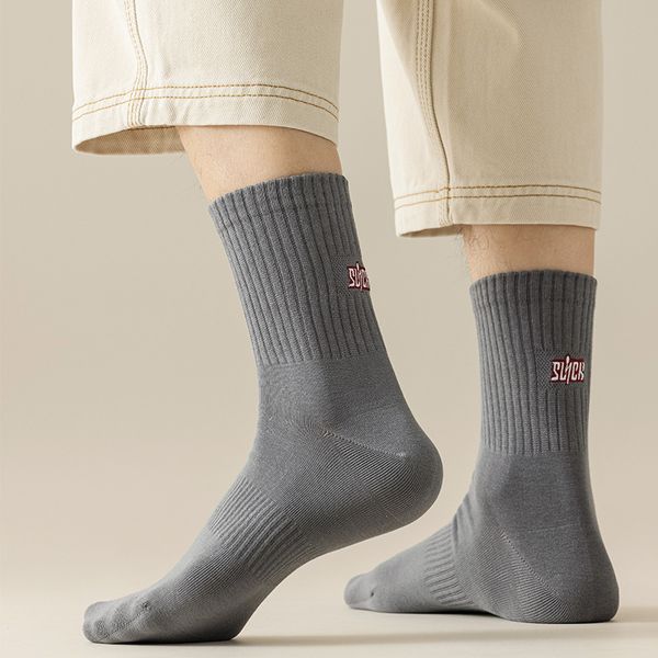 

real pics socks men women multi color cotton socks womens letter breathable stockings, Black