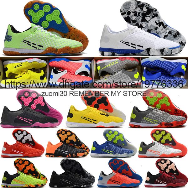 

send with bag quality soccer boots react gato ic indoor knit football cleats for mens md sole soft leather comfortable lithe training flats, Black