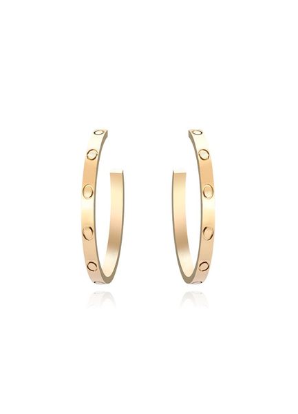 

high edition hoop huggie screw stud love earrings for women ladies girls gift jewelry 316l titanium steel designer jewelry surfa7339584, Golden;silver
