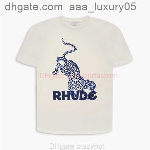

designer fashion clothing tees tshirt ru229 rhude ss22 leopard tee jaguar money leopard apricot fashion mens womens short sleeve tshirt cott, White;black