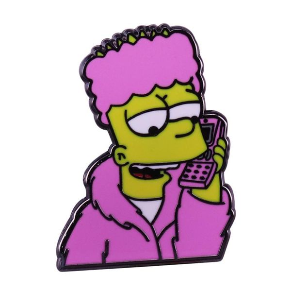 

bart simpson calling pin cute cartoon brooch funny shirts backpack accessory9085549, Gray