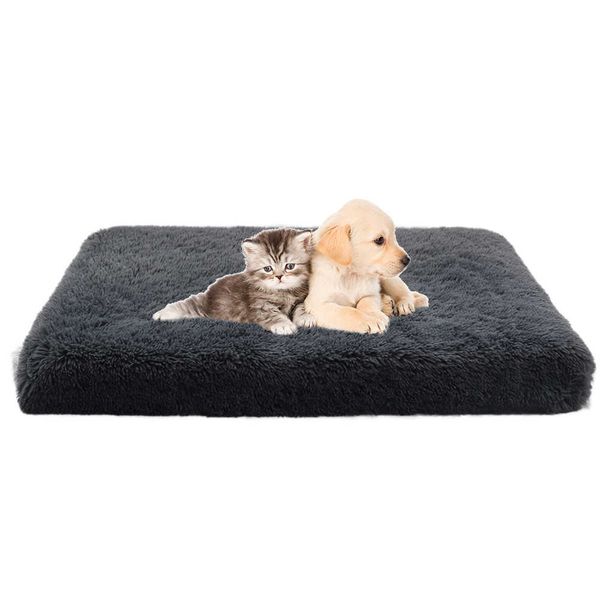 

rectangle dog bed washable cover long plush non-slip botton with zipper cat mat kennel warm sleepping puppy sofa mats