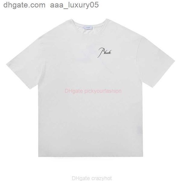 

designer fashion clothing tees tshirt rhude 22ss new solid letter printing brand high street loose mens womens short sleeve tshirt cotton st, White;black