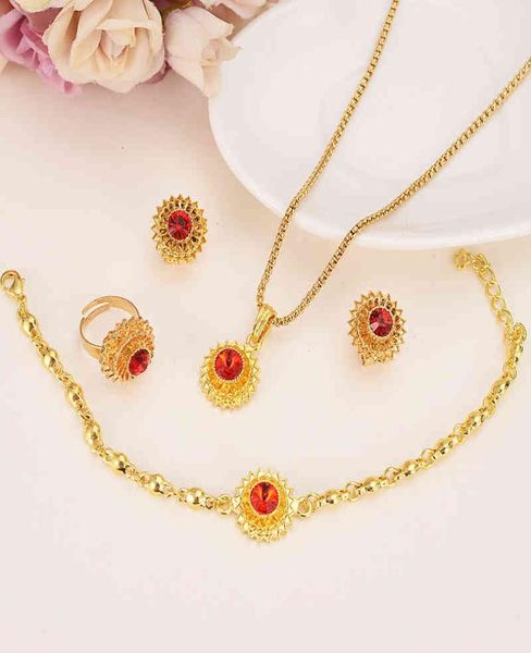 

jewelry sets i ethiopian gold red rainstone sets pendantearringsbangle gold stone africa ethiopia wedding set habesha eritrea1592829, Black