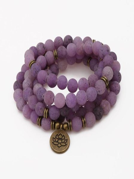 

new style openings smile matte purple onyx bracelet 108 mala beads bracelet energy yoga or necklace for women jewelry9061738, Black