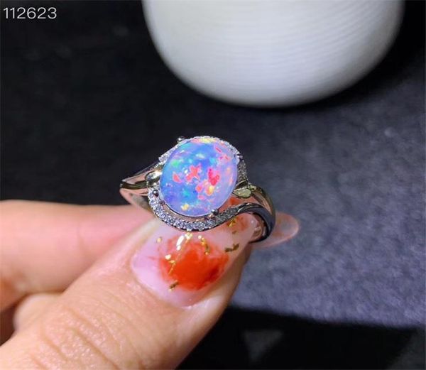 

ring natural white opal for women engagement wedding gift 810mm colorful gemstone fine jewelry real 925 sterling sier8925151, Golden;silver