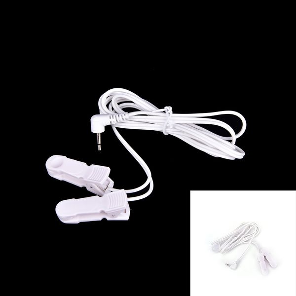 

mens robes 1pc digital tens therapy machine massager 2.5mm plug electrode lead wires connecting cables with 2 ear clips