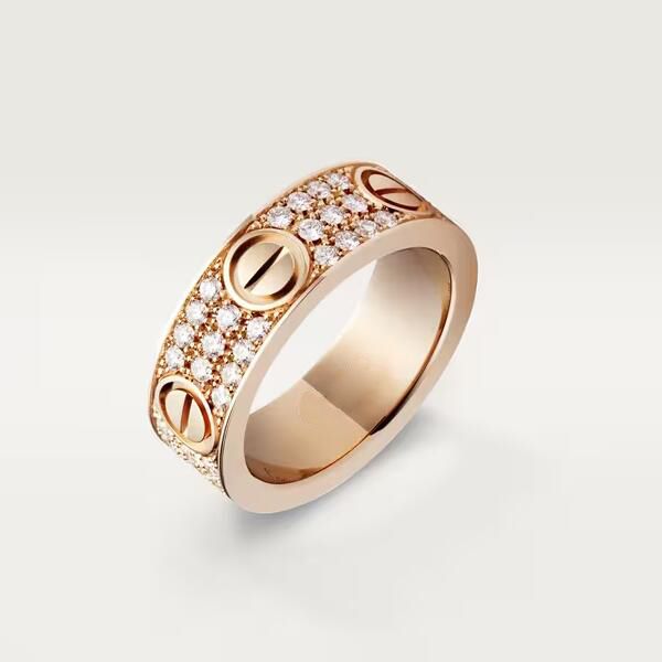

3a rings catier love ring diamonds paved wedding band in iconic collection for women with dust bag box size 6-10 fendave, Slivery;golden
