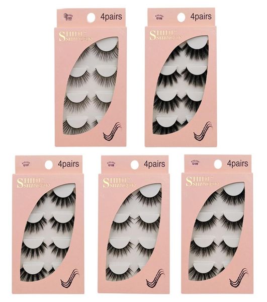 

epacket 4 pairs of new product handmade mink false eyelashes natural slender long threedimensional multilayer eyelashes3835943