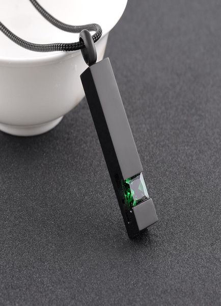 

sb0006 emerald green birthstone inlay black bar cremation necklace men women gift ashes holder for loved one8916057, Silver