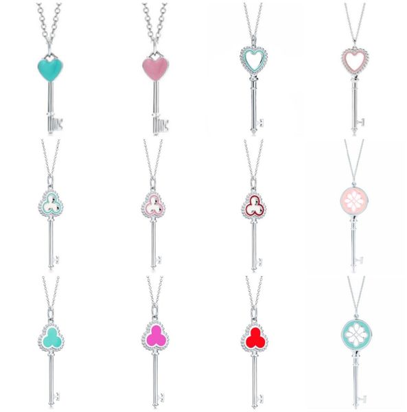 

original tif 925 sterling silver love key multicolor optional personality fashion vibrant girl woman jewelry necklace pendant5124306