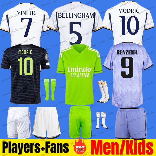 

23 24 bellingham soccer jerseys vini jr football shirt modric benzema rodrgo bellingham kroos camiseta de futbol player men kids uniform val, Black;yellow