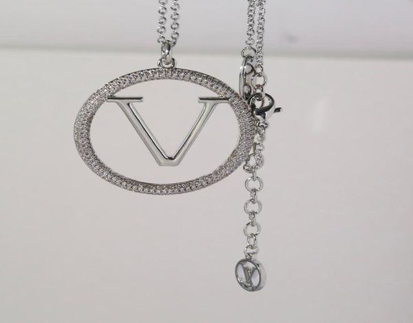 

luxury designer 18k rose gold diamond inlay couple jewelry necklace pendant necklaces men women fashion accessories nice4238476, Silver