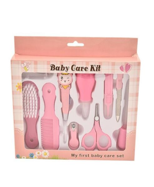 

10pcsset neonatal nail care kit 10 sets of aspirator hair comb scissors brush and polish baby nail scissors baby heathy care set3674461