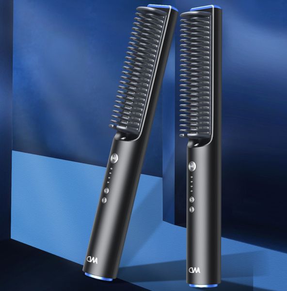 

2-in-1 hair care straightening comb with negative ions and infrared - home use curling wand and straightener -wide variety of styles - enhan