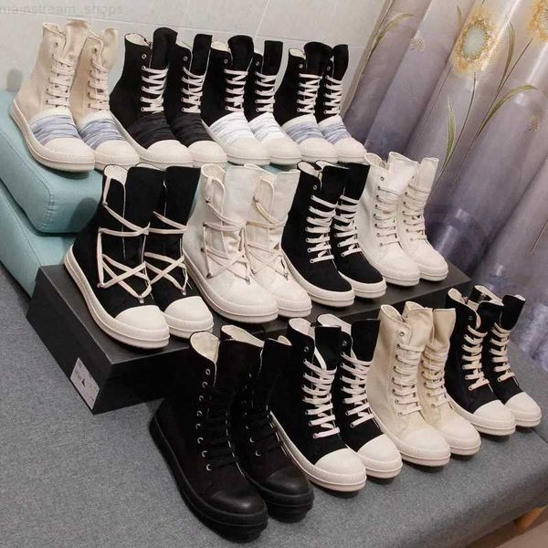 

2023rick ro high boots women mens owens shoes leather couple casual sneaker workwear plus velvet pink, Black