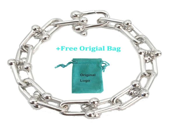 

new design hardware logo u link bracelet for women wen fashion luxury ag925 silvers brand cuff bracelets jewelry t original bag7007520, Golden;silver