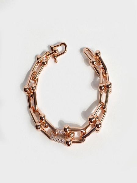 

new brand pure sterling for women h circle thick chain bracelet 925 silver party bangle jewelry 02158089935, Black