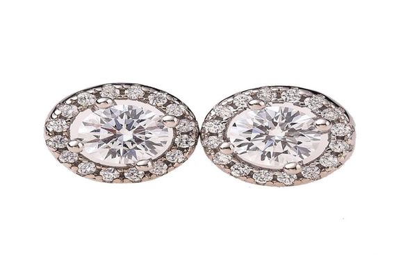 

classic round moissanite stud earrings for women total 2ct carat s925 silver earrings heart arrow cutting with certificate drop sh9823131, Golden;silver