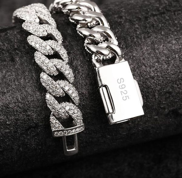

necklaces 18 inch 925 sterling silver setting iced out moissanite diamond hip hop cuban link chain miami necklace jewelry for mens5810685