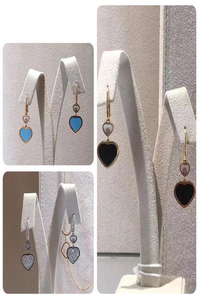 

chopardchopin plated 18k rose black agate white shellfish red jade mite love diamond earrings heartshaped luxurys designers jew1455936, Silver
