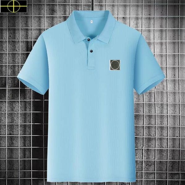 

2023brand stone jacket polos island summer classic solid mercerized cotton polo shirt men's short sleeve stone t-shirt is land casual v, Black;brown