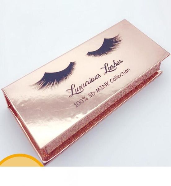 

rectangle false eyelash case gold paper mink false eyelashes box cosmetics empty eye lashes package boxes gga22349627787