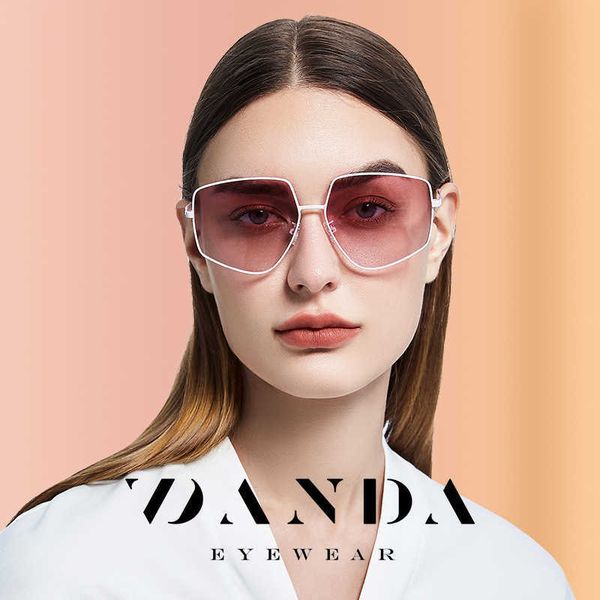 

new fashion women's large frame plain sunglasses ls317 live broadcast recommended metal versatile polarized sunglasses, White;black