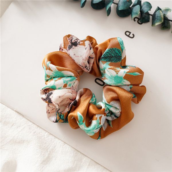 

fashion blogger designer jewelr new satin flower large intestine hair loop elastic leather band tied hair rope pony tails holder wholesale f, Golden;silver