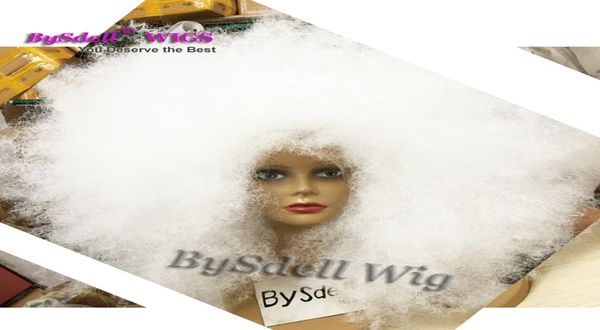 

part lace front wig synthetic snow white color hair big kinky curly lace front wigs for woman drag queen3077421, Black