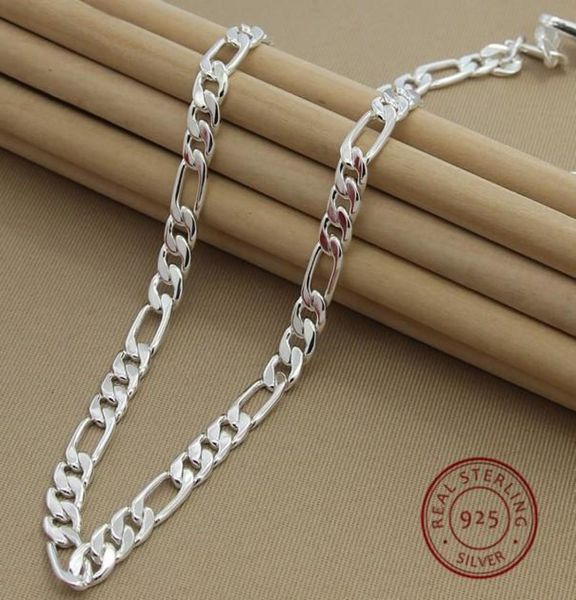 

8mm luxury whole cool men039s necklaces 925 silver jewelry sterling silver figaro chain necklace jewelry for women men 1626831268