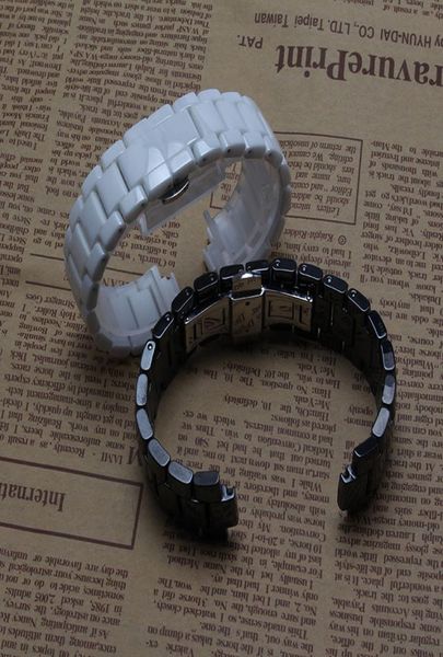 

19mm 22mm white ceramic watch band strap lug bracelet for ar1424 ar1421 ar1425 ar1426 1400 men039s or women watche1723314, Black;brown