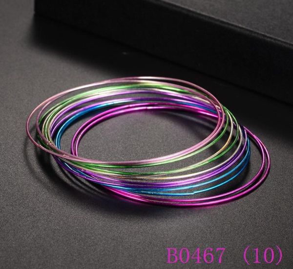 

3pcs rainbow color bangle set for women girls very beautiful colorful bracelets bangles steampunk jewelry b04675599043, Black