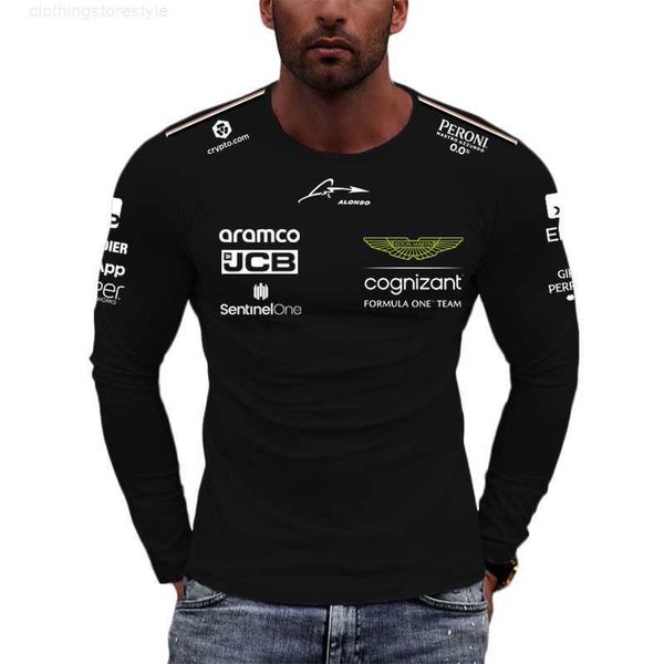 

men's t-shirts 2023 aston martin f1 t-shirt collection alonso 14 long sleeve t shirts fashion tee spring oversized children clothes, White;black