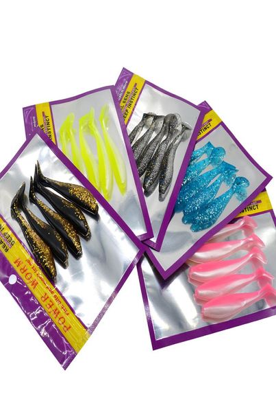 

double color fish soft bait fishing lure 85cm45g single t tail worm artificial lures 5 pieces bag2585943