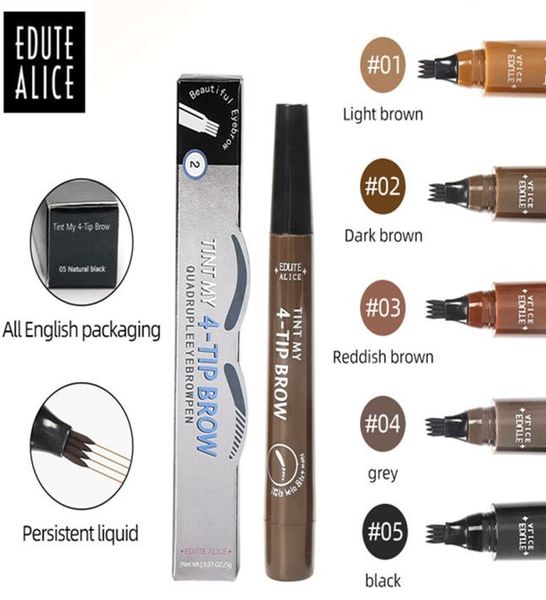 

5 color eyebrow pen waterproof 4 fork tip brows tattoo pencil long lasting natural dark brown liquid eye brow4930073