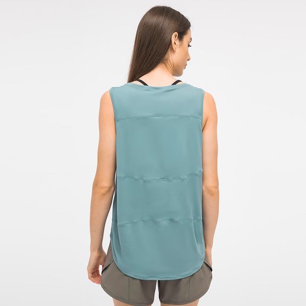 

l099 bum-covering length shirts women yoga sleeveless shirt super soft undershirt summer sports fitness vest relaxed fit sweatshirts tee fo