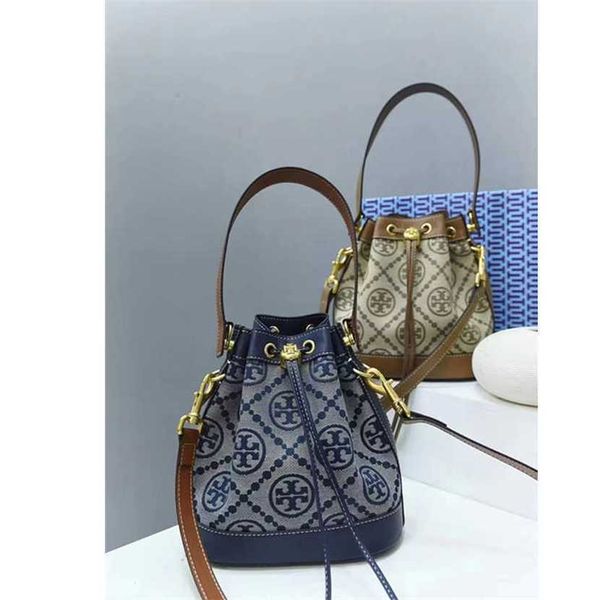

designer bag 2023 new women's jacquard canvas bucket tote classic vintage cross-body drawstring handbag