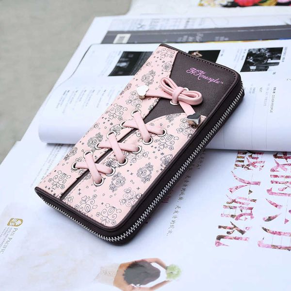 

clutch bag 2021 new korean women's handbag bow personalized long zipper wallet pu leather mobile phone bag