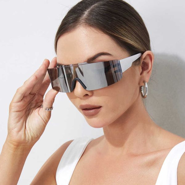 

new female personality fashion large frame sun protection glasses spicy girl sunglasses s22313, White;black