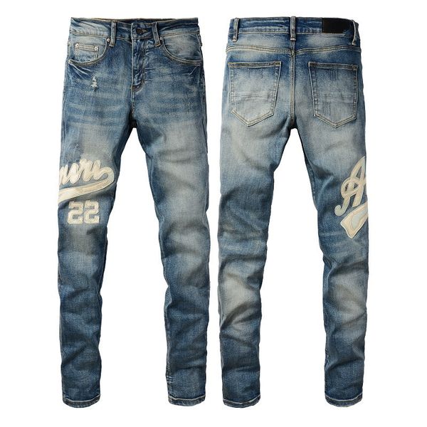 

mens designer jeans distressed ripped biker slim fit motorcycle bikers denim for men s fashion mans black pants pour hommes, Blue