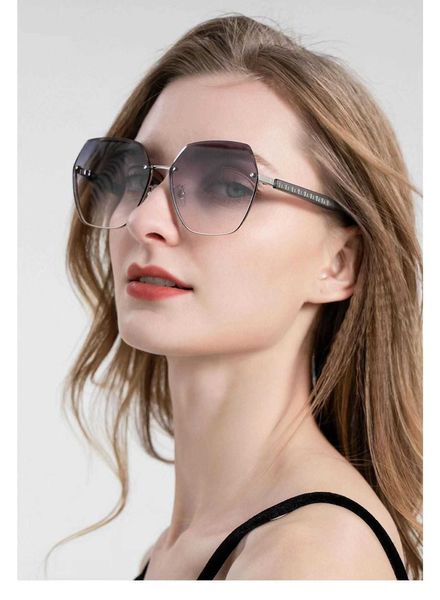 

2023 new tiktok women's polygonal frameless sunglasses advanced large frame looks thin, White;black