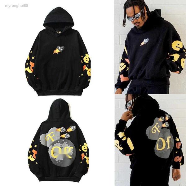 

cotton coat scott foaming letter printing unicorn arm loose size hoodie 5po1, Black