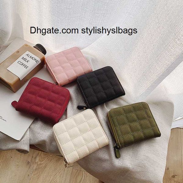 

card holders women's wallet rivet retro folding coin purse exquisite multi-functional short wallet collect money storage pu card holder, Brown;gray