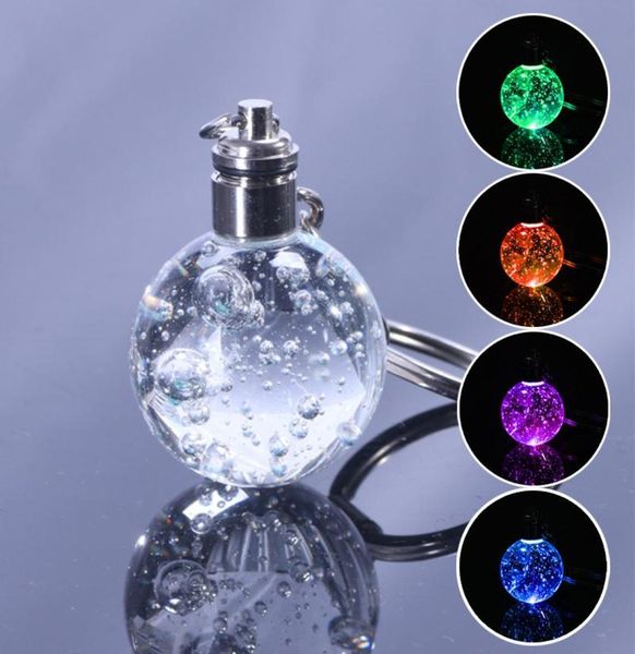 

led lights colorful flashing luminous keychain bubble ball glass jewelry ladies car gift whole keychains3765757, Silver