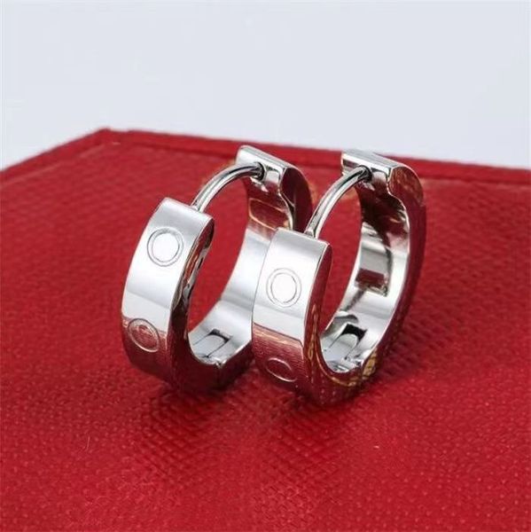 

titanium steel stud love earring for woman exquisite simple fashion c diamond ring lady earrings jewelry gift, Golden;silver