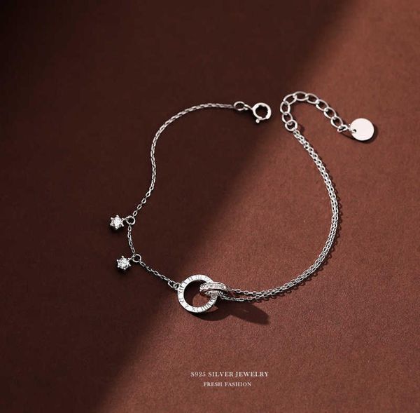 

original classic double ring double pendant interlocking bracelet ladies men bracelets fashion jewelry5951160, Golden;silver
