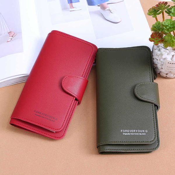 

new long women's purse buckle zero wallet soft card mobile phone bag handle